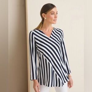 Chico’s size 3(xl/16) Navy and White striped tunic